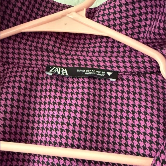 Zara Pink and Black Houndstooth Blazer - Picture 3 of 5